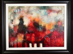 JOHN AND ELLI MILAN (AMERICAN CONTEMPORARY), 'Urban Opus III', a colourful abstract study, signed