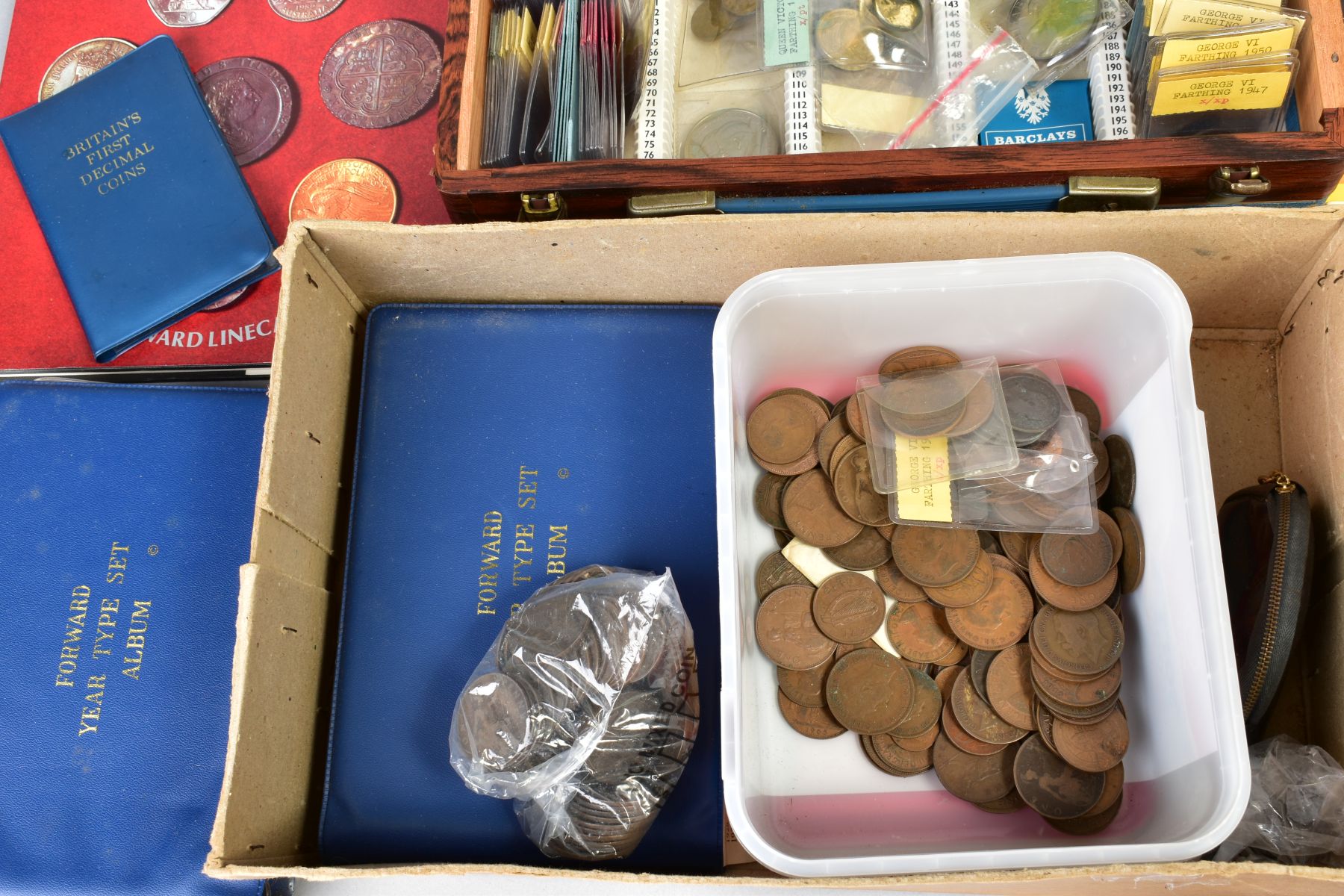 A BOX OF COINS AND COIN RELATED BOOKS, to include a high grade 1887 crown coin, etc - Image 2 of 3