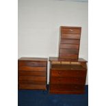 AN ALTERED MAHOGANY BUREAU, together with two bespoke chest of drawers (3)