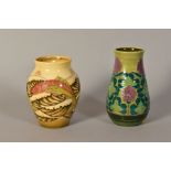 TWO DENNIS CHINA WORKS VASES designed by Sally Tuffin, comprising 'Fish' pattern, marked MS55