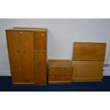 A MID 20TH CENTURY GOLDEN OAK GENTLEMAN'S WARDROBE, together with a matching chest of two drawers