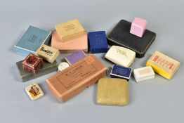 A BAG OF MAINLY EMPTY VINTAGE JEWELLERY BOXES, to include a Ciro box, an early 20th Century pink