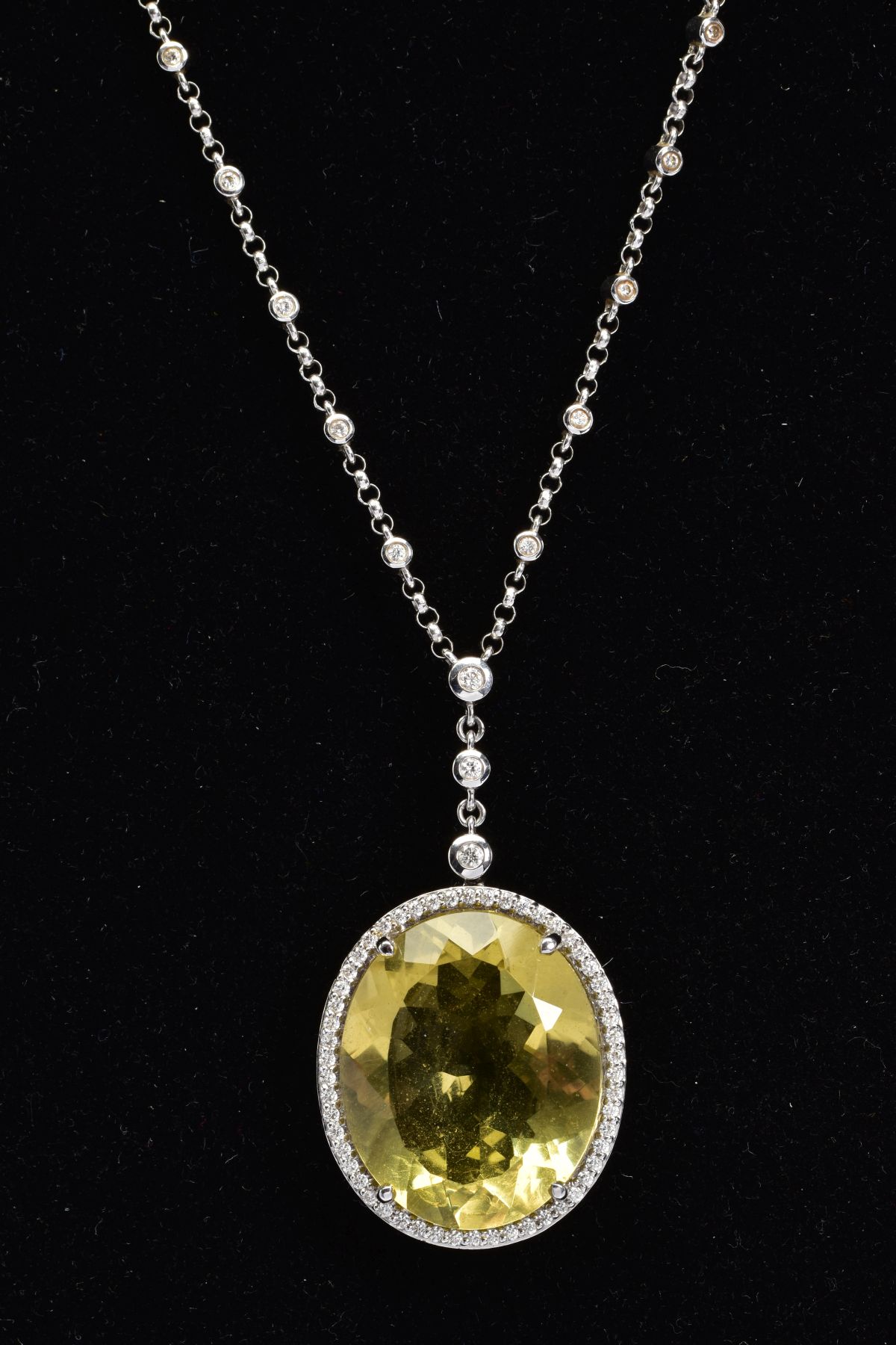 AN 18CT WHITE GOLD, CITRINE AND DIAMOND PENDANT AND MATCHING EARRINGS, the pendant designed as a - Image 3 of 5