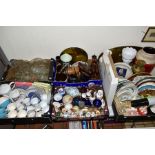 SIX BOXES OF GLASS, CERAMICS AND SUNDRY ITEMS, etc to include six Midwinter 'Cannes' soup bowls