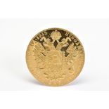 A 1915 RESTRIKE PROOF GOLD FOUR DUCAT AUSTRIA 39.5mm, 13.9 grams, finest 986