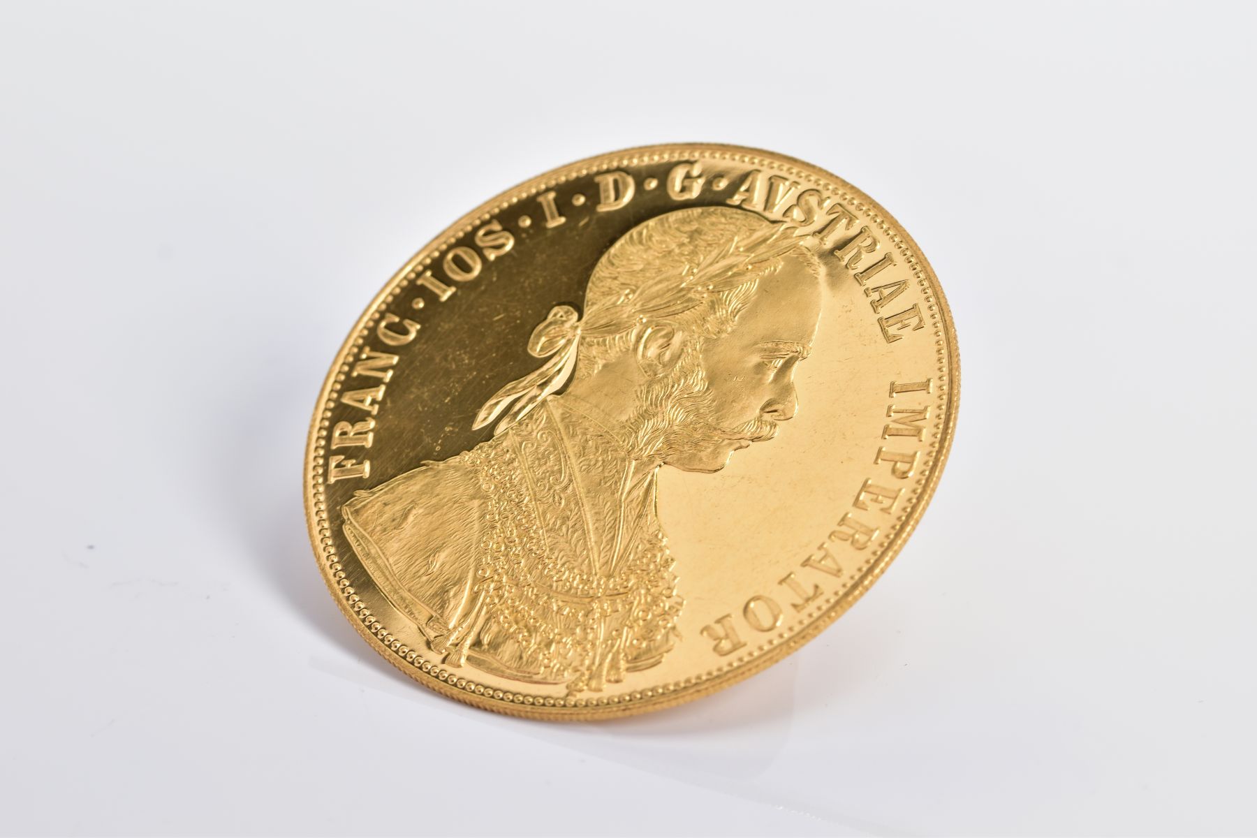 A 1915 RESTRIKE PROOF GOLD FOUR DUCAT AUSTRIA 39.5mm, 13.9 grams, finest 986 - Image 4 of 4