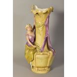 A ROYAL DUX PORCELAIN ART NOUVEAU DESIGN FIGURAL VASE, impressed No.1469 to base and pink triangle