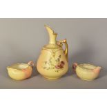 A ROYAL WORCESTER BLUSH IVORY EWER, decorated with floral sprays, shape number 1668, Rd No211928,