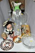 VARIOUS CERAMICS AND GLASSWARE, to include cut glass Wedgwood decanter, Royal Doulton ships