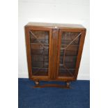 AN EARLY TO MID 20TH CENTURY OAK DOUBLE GLAZED BOOKCASE, width 91cm x depth 27cm x height 122cm