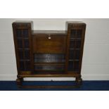 A 1940'S OAK SIDE BY SIDE BUREAU BOOKCASE