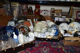 SIX BOXES AND LOOSE CERAMICS, GLASSWARES, PICTURES, STAINLESS STEEL, CUTLERY, etc, to include