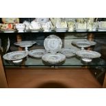 A TWELVE PIECE GERMAN PORCELAIN DESSERT SET, No 2270 butterfly and foliage pattern with pierced