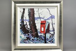 TIMMY MALLETT (BRITISH CONTEMPORARY), 'Snowy Post Box', a Limited Edition print on canvas of a