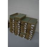 THIRTY FOUR VINTAGE BUTTON BOXES, (one box missing lid)