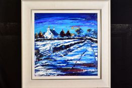LYNN RODGIE (SCOTTISH CONTEMPORARY), 'Winter Sun', a rural winter scene, signed bottom right,
