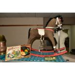 A CHILDS ROCKING HORSE, circa 1960's/1970's, height approximately 65cm, together with a Poolette