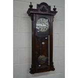 AN EARLY 20TH CENTURY MAHOGANY VIENNA WALL CLOCK, dial marked J. Carter, Newcastle Under Lyme,