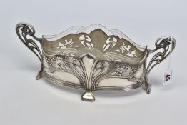 A WMF SILVER PLATED TWIN HANDLED BOWL, model No.352, the sinuous open scrolling handles formed of