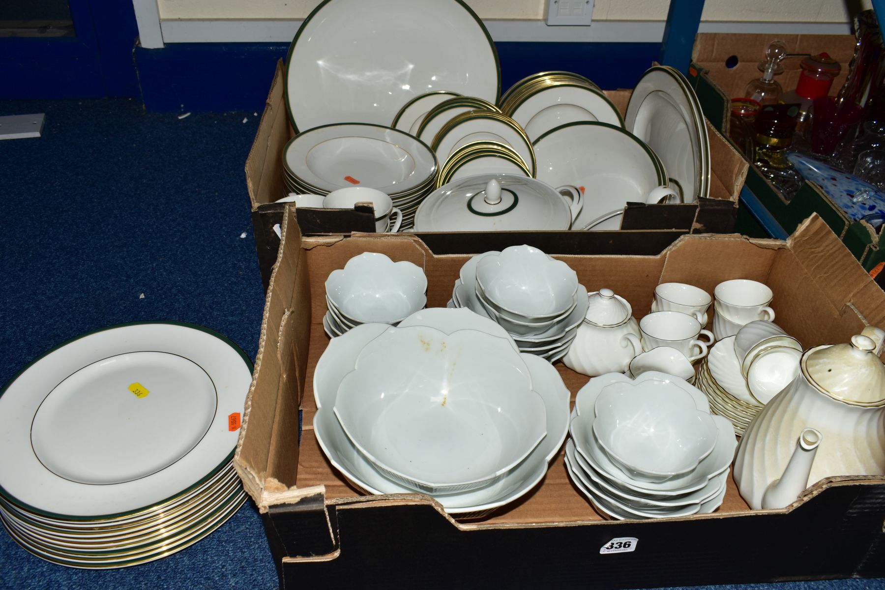DINNER AND TEAWARES etc, to include Royal Doulton 'Oxford Green' comprising ten each of dinner