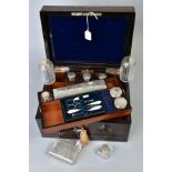 A VICTORIAN COROMANDEL DRESSING/JEWELLERY CASE, the hinged lid with rectangular cartouche bearing