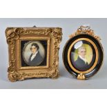 TWO EARLY 19TH CENTURY STYLE PORTRAIT MINIATURES OF GENTLEMAN, both ovals, one bears attribution