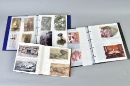 PHOTO/POSTCARD ALBUMS containing a large number of WWI military related postcards, covering a wide