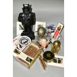 WINSTON CHURCHILL MEMORABILIA, to include a brass bust, height 13cm, cast iron doorstop, height