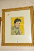 AN ILLUSTRATIVE STYLE PORTRAIT OF A MALE FIGURE WEARING A ROLL NECK JUMPER, signed I'Anson,