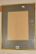 IN THE MANNER OF ERIC GILL (1882-1940), a pencil sketch of a female nude, unsigned, mounted,