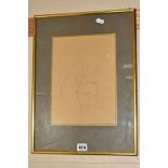 IN THE MANNER OF ERIC GILL (1882-1940), a pencil sketch of a female nude, unsigned, mounted,