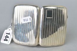 A GEORGE V SILVER CIGARETTE CASE OF RECTANGULAR FORM, engine turned decoration, vacant cartouche,