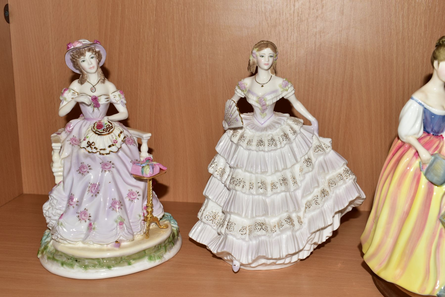 THREE ROYAL WORCESTER LADY FIGURES AND TWO OTHERS, comprising Royal Doulton 'Alexandra' HN3286, - Image 5 of 8