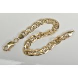 A 9CT GOLD ANCHOR CURB LINK CHAIN BRACELET, with spring release clasp, 9ct import mark, length