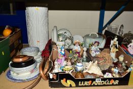 TWO BOXES OF CERAMICS AND LOOSE ITEMS, including Portmeirion Botanic Garden tea and dinner wares,