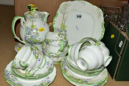 ROYAL PARAGON 'WILD VIOLETS' PATTERN ART DECO REPLICA OF A TEA SERVICE MADE FOR H M THE QUEEN,