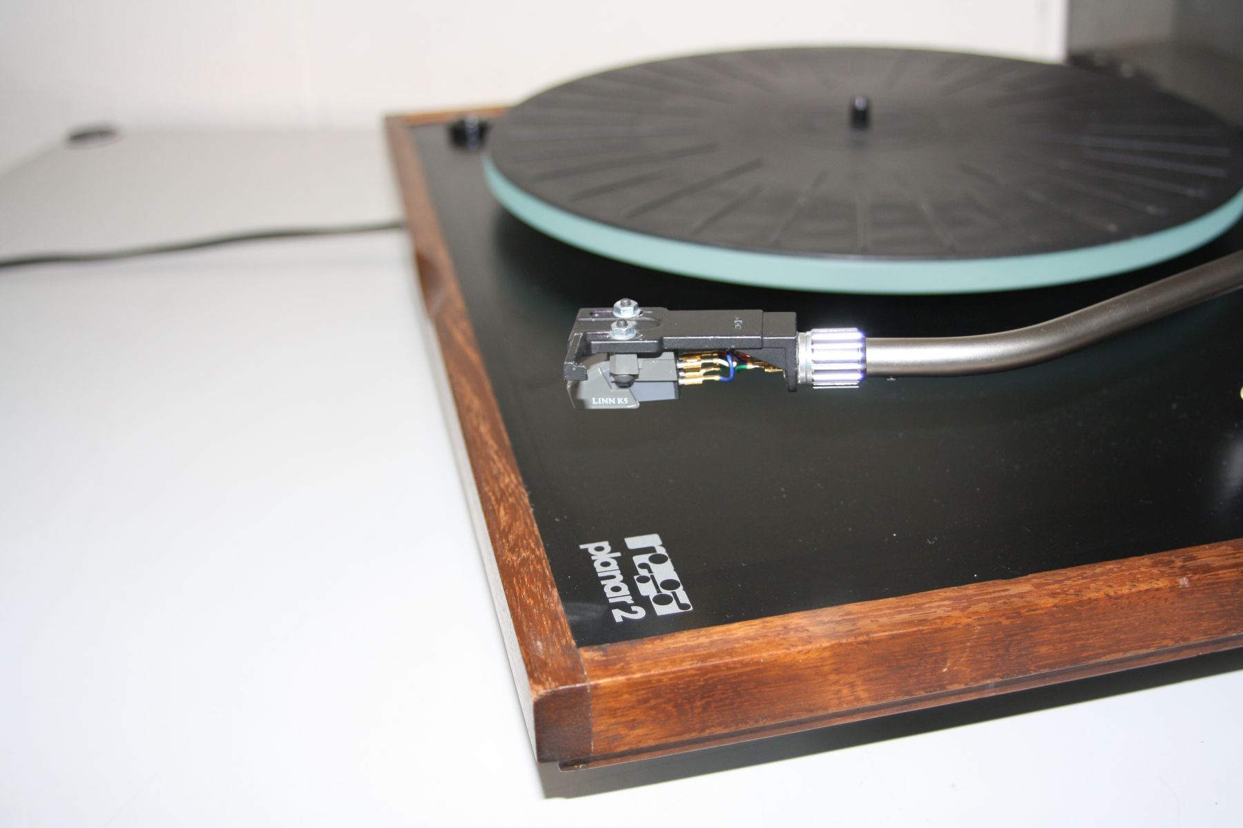 A REGA PLANER 2 TURNTABLE with a smoked perspex lid, a walnut plinth and a Linn K5 cartridge - Image 2 of 3