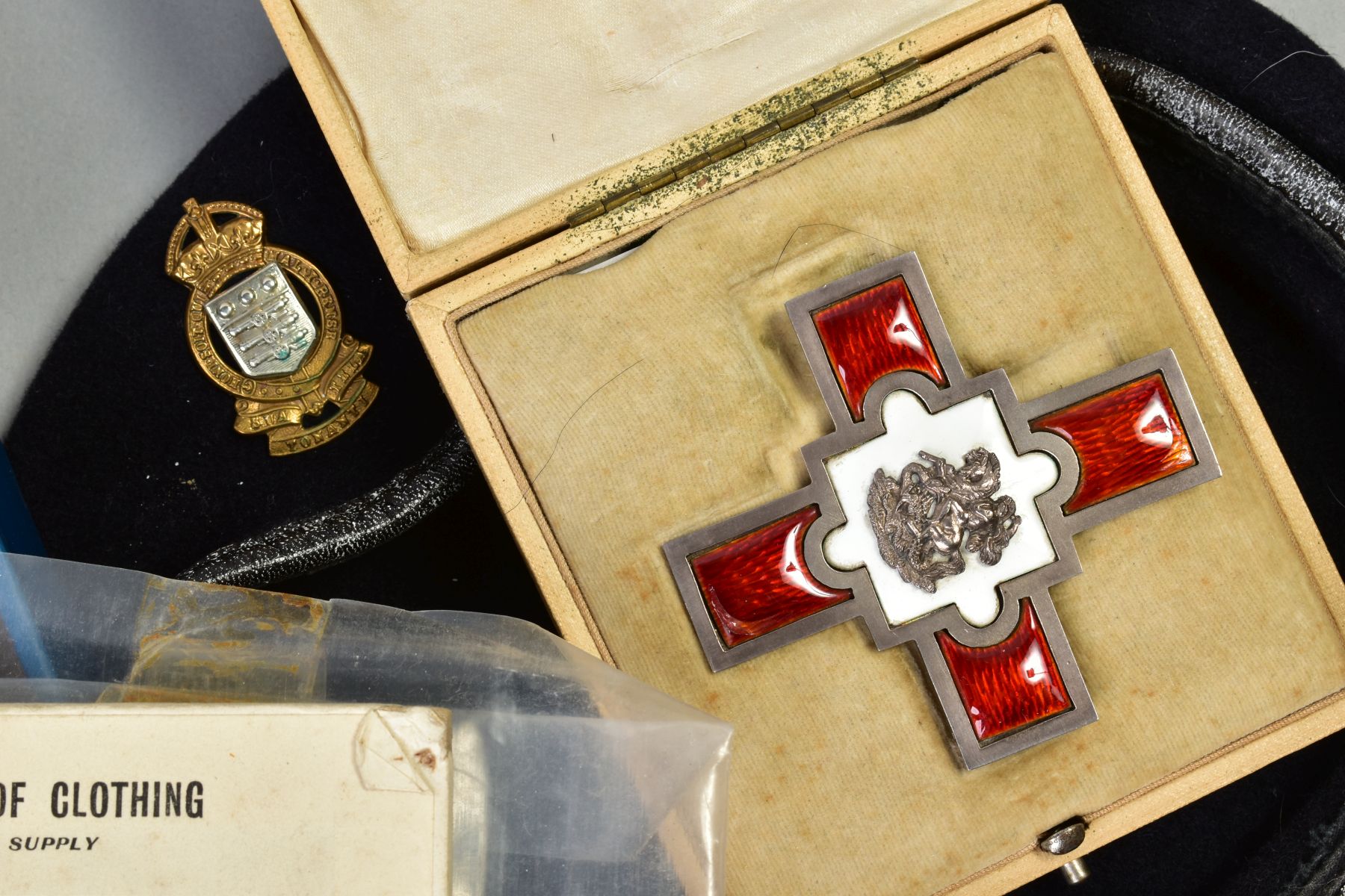 INTERESTING GROUP OF MILITARY ITEMS AND SHOOTING MEDALS, as follows, traditional black beret with - Image 2 of 4