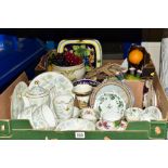 TWO BOXES OF CERAMICS etc, including a Coalport plate, Limoges vase, Minton Vanessa pattern