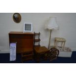 A TURNIDGE OF LONDON DOUBLE GLAZED TEAK BOOKCASE, together with a quantity of other occasional