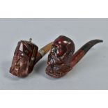 AN EARLY 20TH CENTURY CARVED WOOD PIPE IN THE FORM OF EDWARD VII, stamped BBB within a lozenge,