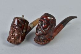 AN EARLY 20TH CENTURY CARVED WOOD PIPE IN THE FORM OF EDWARD VII, stamped BBB within a lozenge,