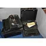 A PAIR OF UNDERWOOD UNIVERSAL MECHANICAL TYPEWRITERS IN FITTED CASES