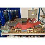 A QUANTITY OF ASSORTED G SCALE LINESIDE BUILDINGS AND TRACK, assorted Continental outline