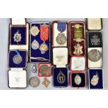 A NUMBER OF MILITARY INTEREST, SHOOTING MEDALS, AND A WWI VICTORY MEDAL, as follows, boxed ROAC