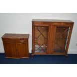 A MODERN MAHOGANY DOUBLE GLAZED BOOKCASE, and a similar two door hi fi unit (key) (2)