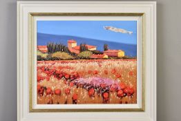 BRUNO TINUCCI (ITALIAN 1947) 'VISTA DELL ESTATE IV', an Italian landscape with poppies to the