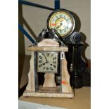 A VICTORIAN BLACK SLATE MANTEL CLOCK, incomplete, the eight day movement by Jules Rolez Ltd, cream