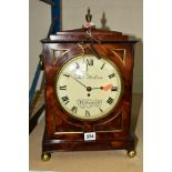 AN EARLY 19TH CENTURY AND LATER MAHOGANY AND BRASS MOUNTED BRACKET CLOCK, stepped pediment with