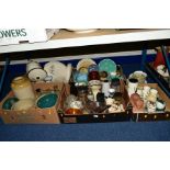 FIVE BOXES AND LOOSE CERAMICS AND GLASS etc, to include Royal Doulton 'Bamboo' dinnerwares,